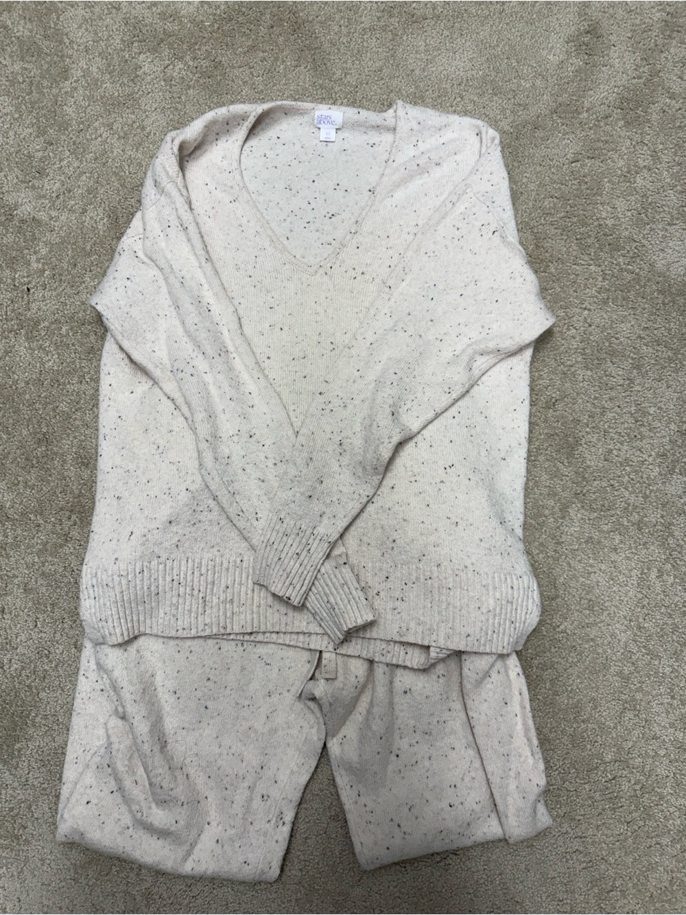 Stars Above Cream Speckled Knit Jogger Set